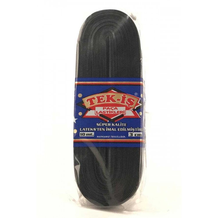TEK-İŞ LASTİK PAÇA 3 CM SİYAH 10 MT