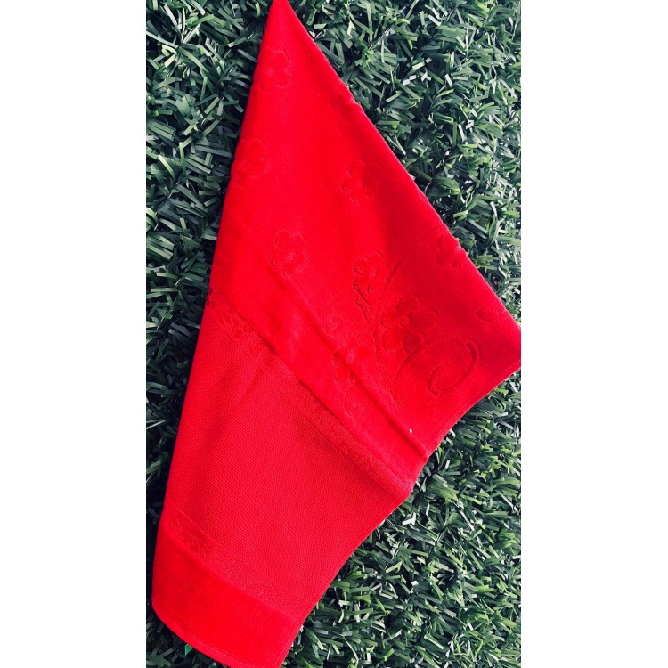 RÜYA ETAMİN SAÇAKSIZ KADİFE HAVLU 50X90 EBAT KIRMIZI