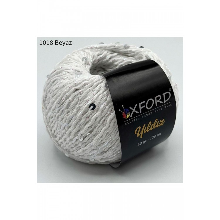 Oxford Yıldız Pullu İp - 1018 Beyaz